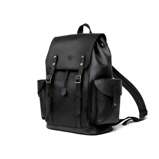 Urban Black Leather Backpack