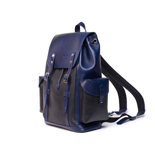 Urban Blue Leather Backpack