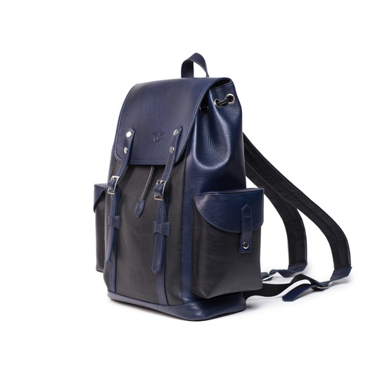 Urban Blue Leather Backpack