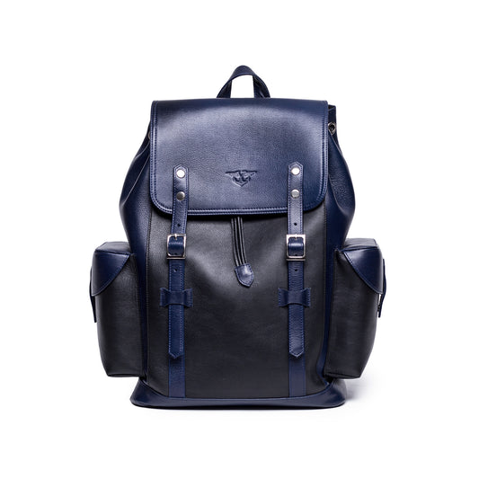 Urban Blue Leather Backpack